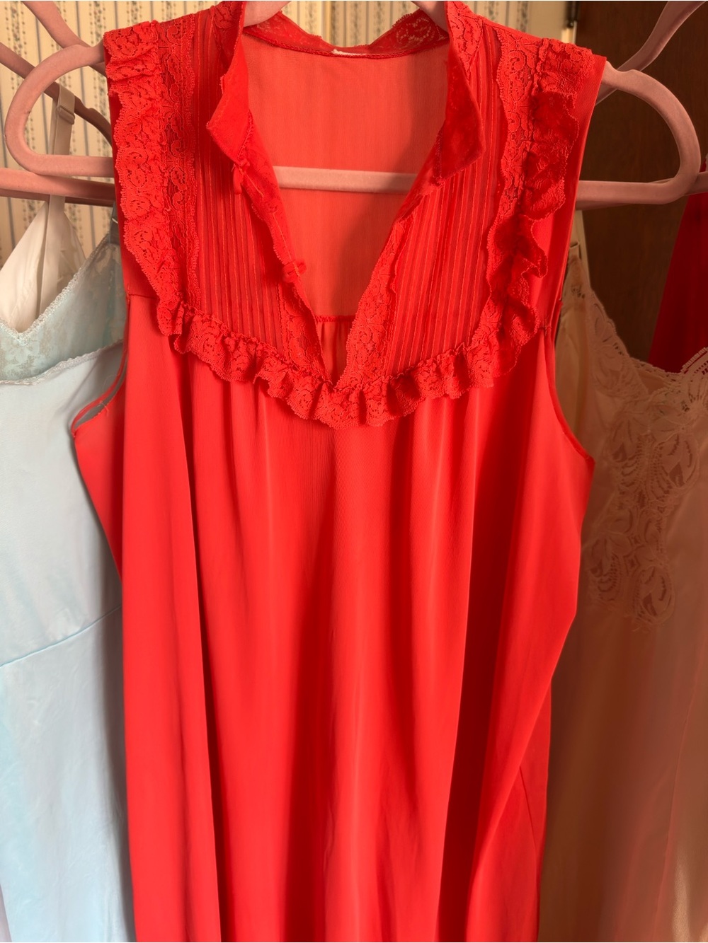 Vintage Orange Ruffled Nightgown - Picture 2 of 8